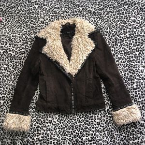 Suede penny lane style fur jacket